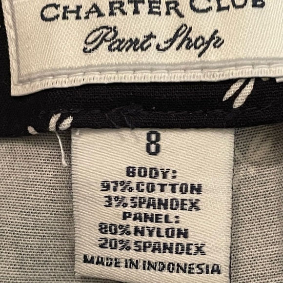 Charter Club classic fit, black pants with dragon flies, ankle length, size 8 - Picture 6 of 9